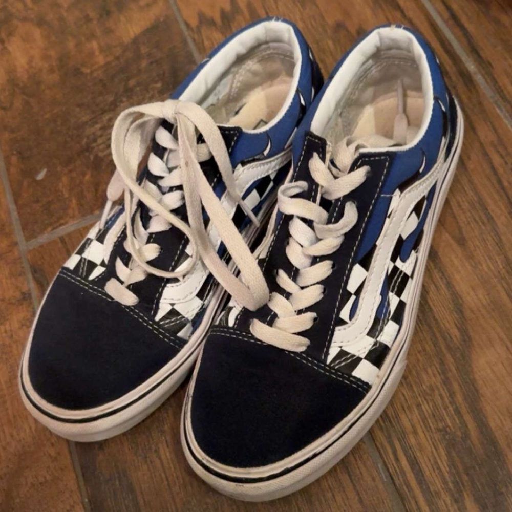 vans, blue, black and white